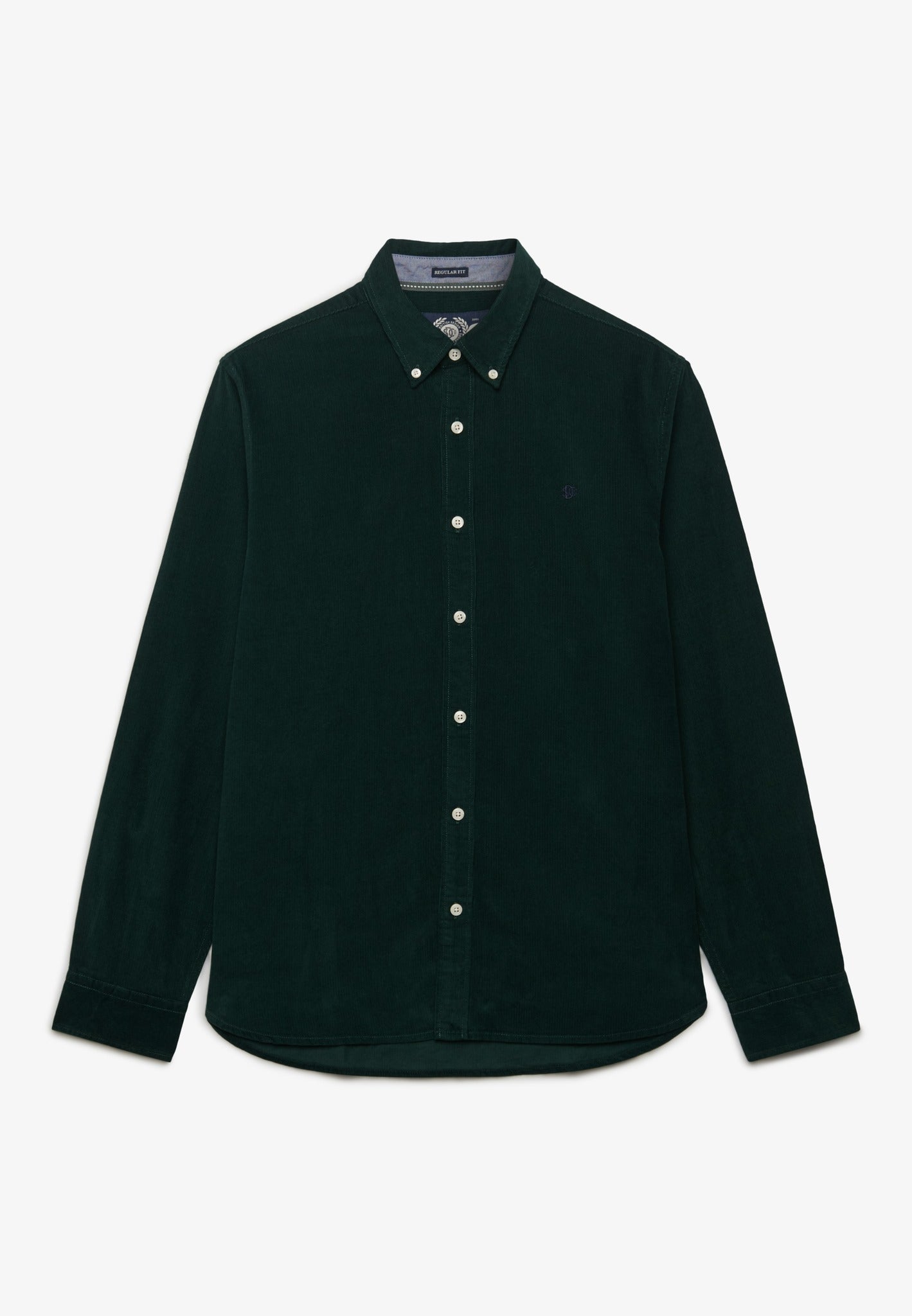 Superdry Classic Needle Cord Shirt in Eagle Green front view