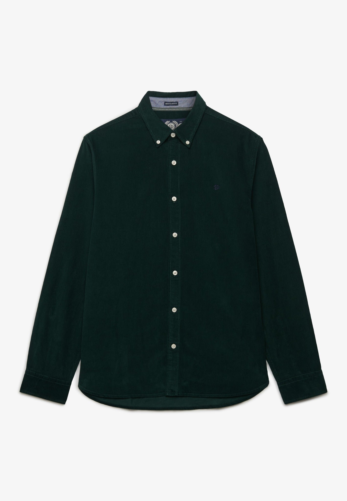 Superdry Classic Needle Cord Shirt in Eagle Green angled view