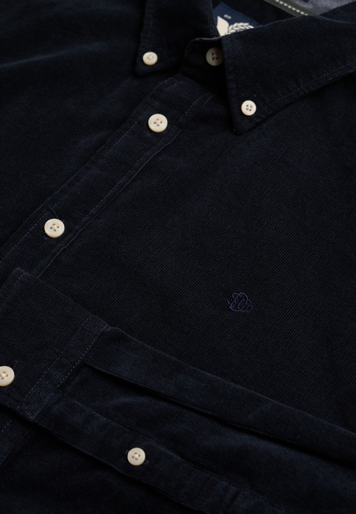 Superdry Classic Needle Cord Shirt in Rich Navy cord fabric detail