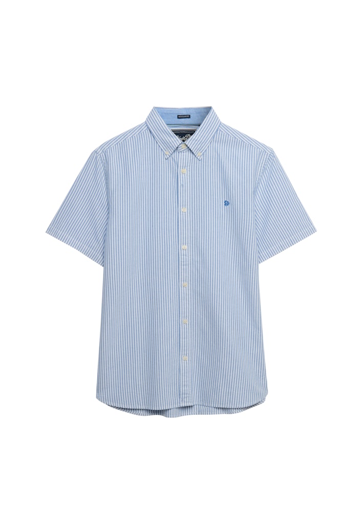 SUPERDRY Preppy Oxford Short Sleeve Shirt-Sky Blue Stripe Sky Blue Stripe side view