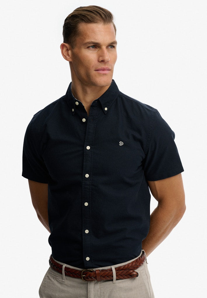 SUPERDRY Preppy Oxford Short Sleeve Shirt-Eclipse Navy ECLIPSE NAVY side view