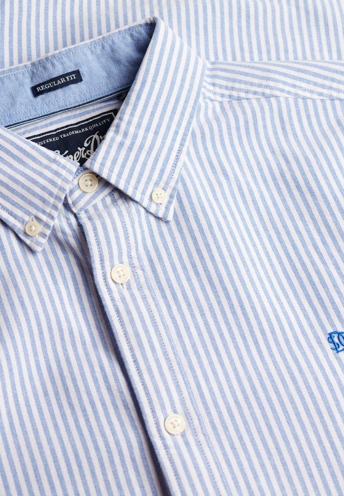 SUPERDRY Preppy Oxford Short Sleeve Shirt-Sky Blue Stripe Sky Blue Stripe flat front view
