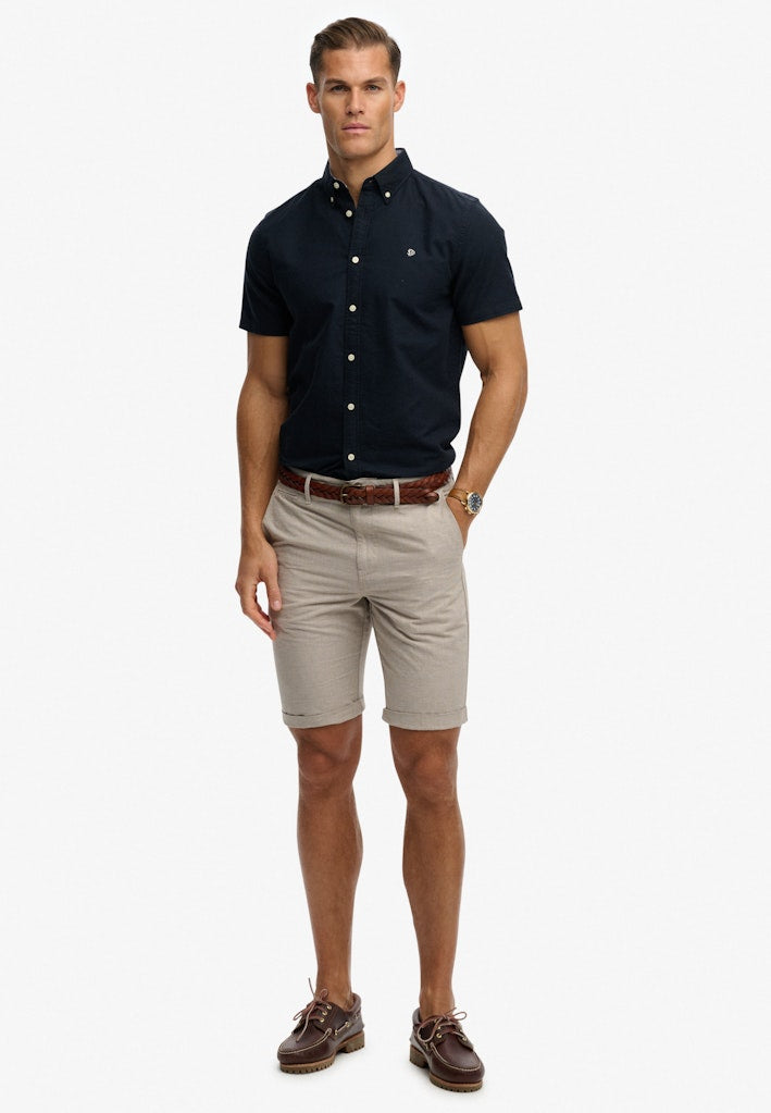 SUPERDRY Preppy Oxford Short Sleeve Shirt-Eclipse Navy ECLIPSE NAVY front view