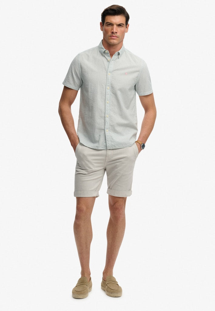 SUPERDRY Classic Seersucker Short Sleeve Shirt-Cream/green Cream/Green detail view
