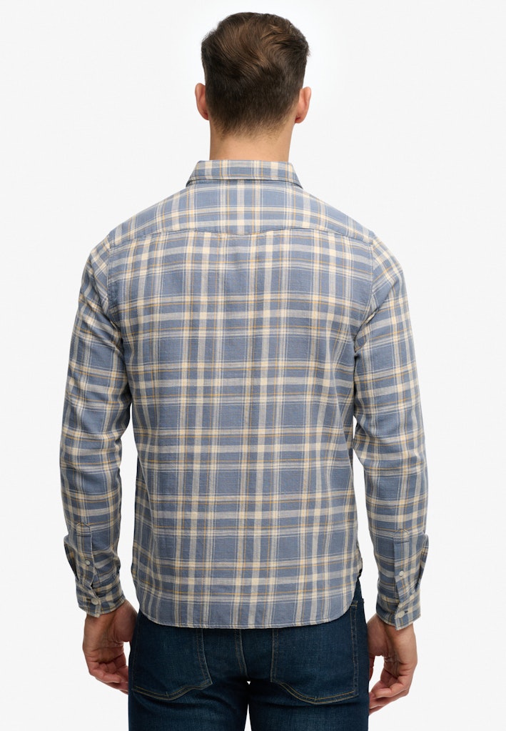 SUPERDRY Merchant Lite Check Shirt-Flint Blue Check Flint Blue Check side view