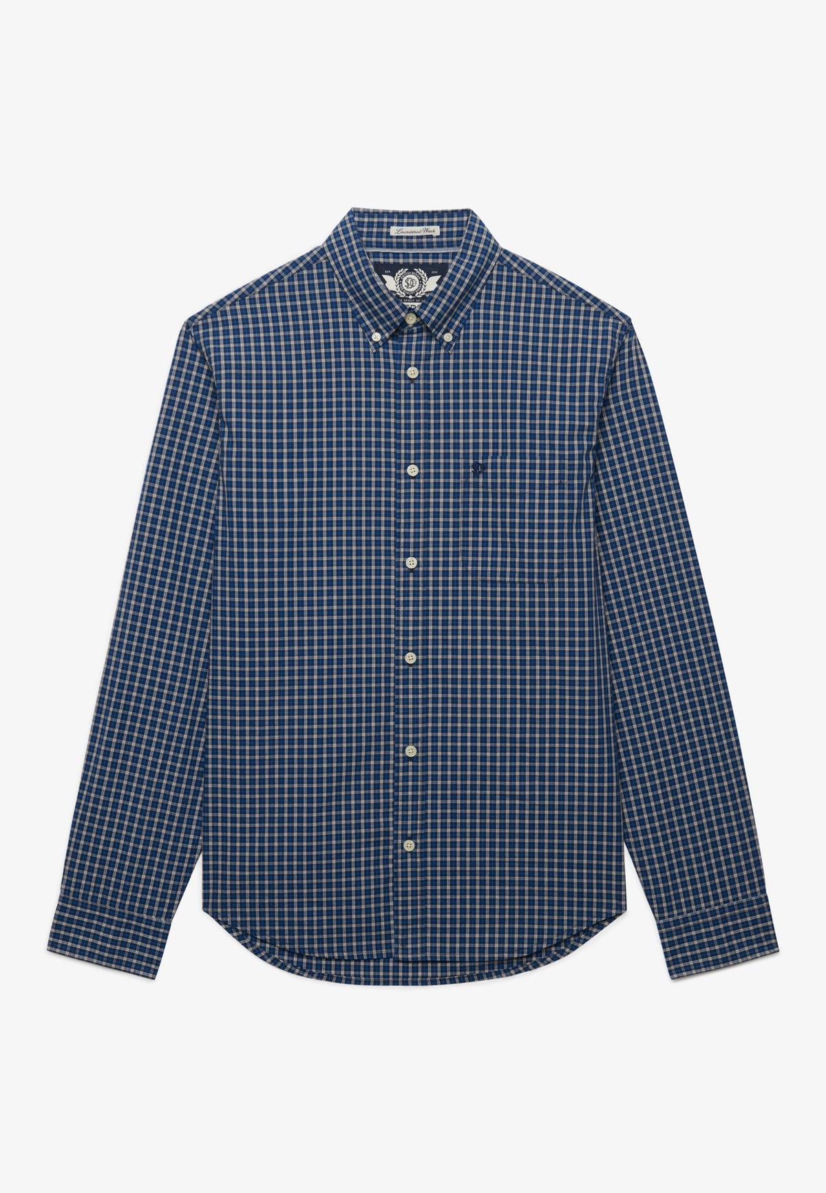 Superdry Preppy Poplin Long Sleeve Shirt in Glen Blue Check front view