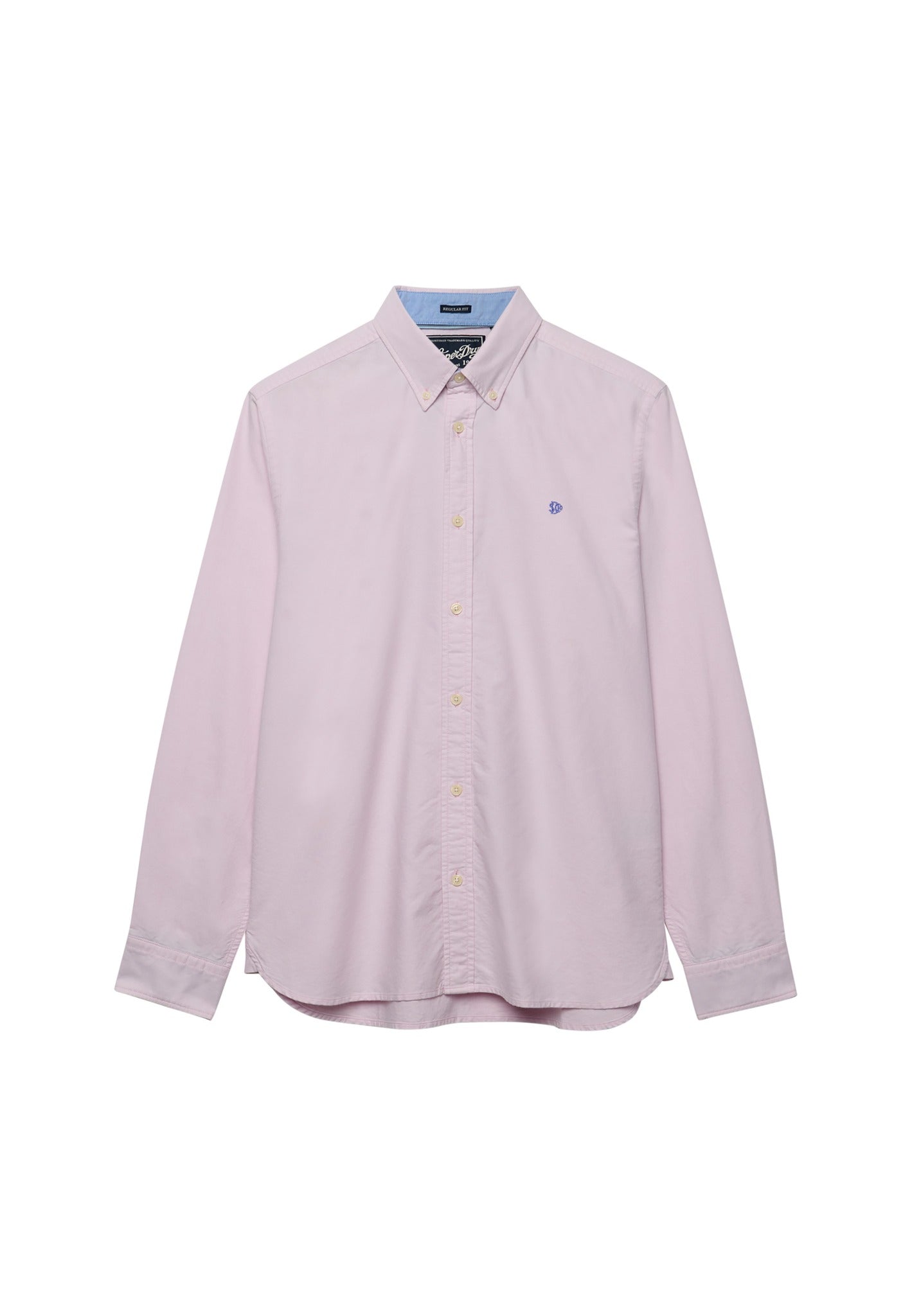 Superdry Preppy Oxford Long Sleeve Shirt in Blush Pink Chambray angled view