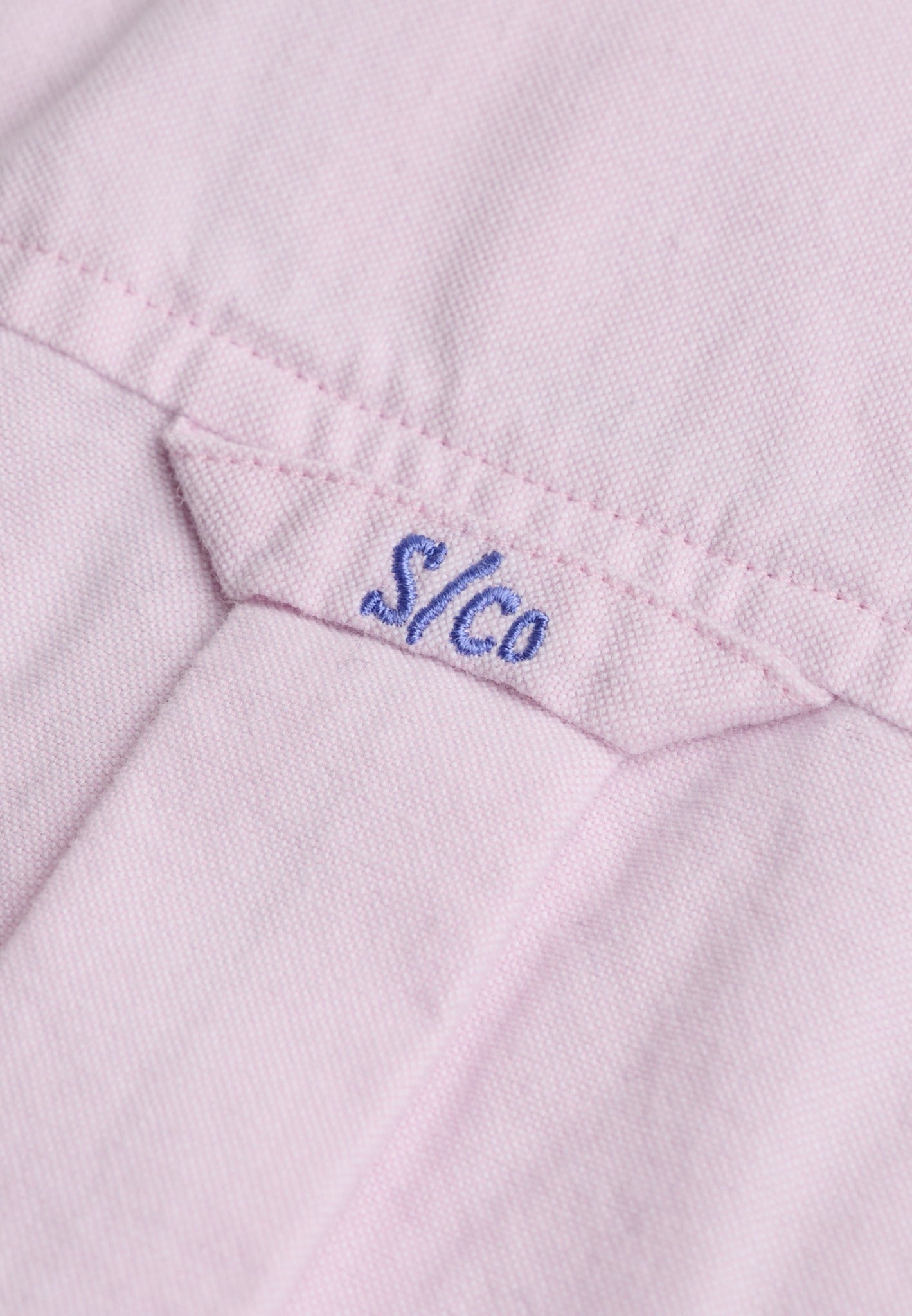 Superdry Preppy Oxford Long Sleeve Shirt in Blush Pink Chambray logo embroidery detail