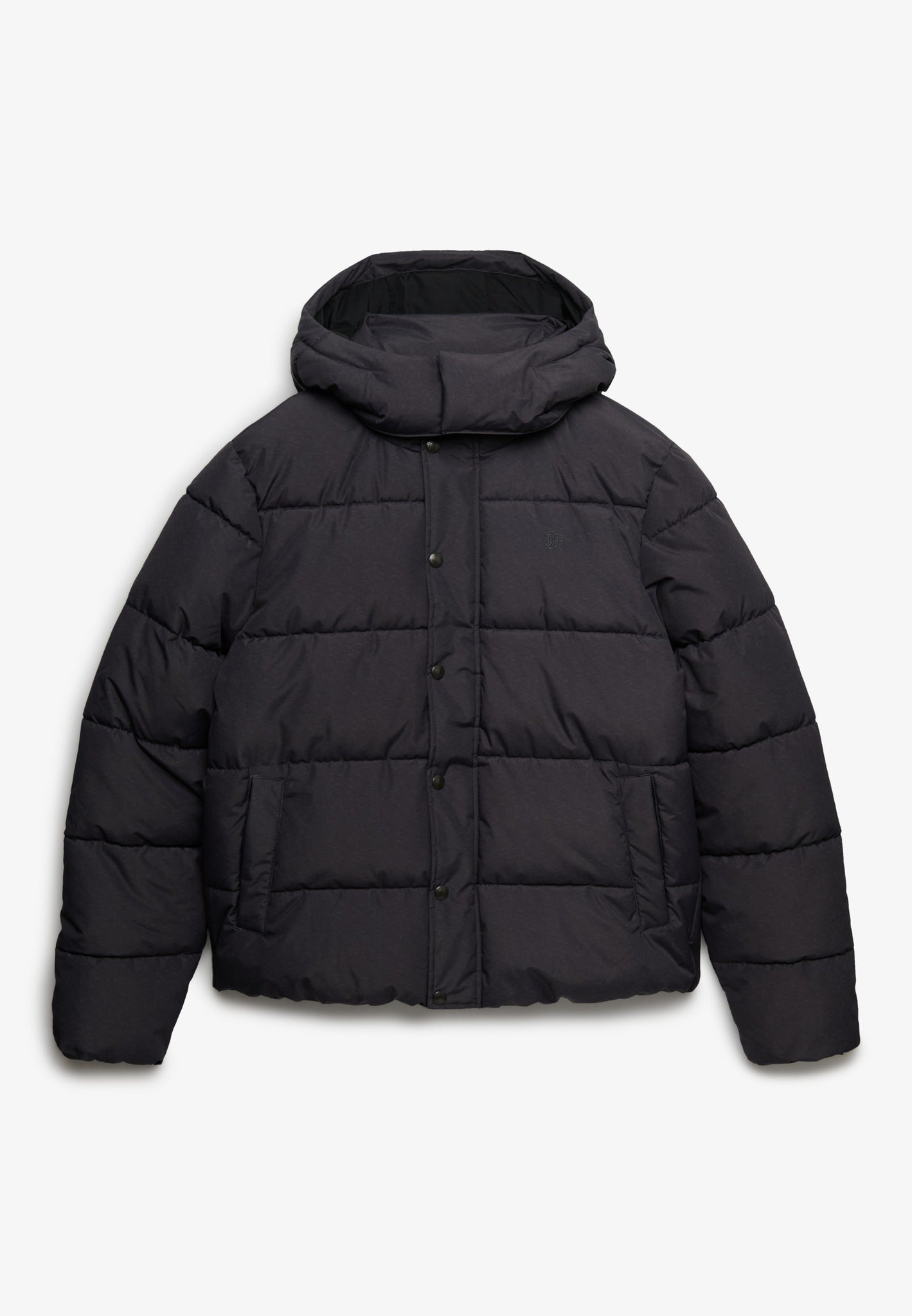 Superdry Premium Hood Puffer Jacket in Grey Marl front view