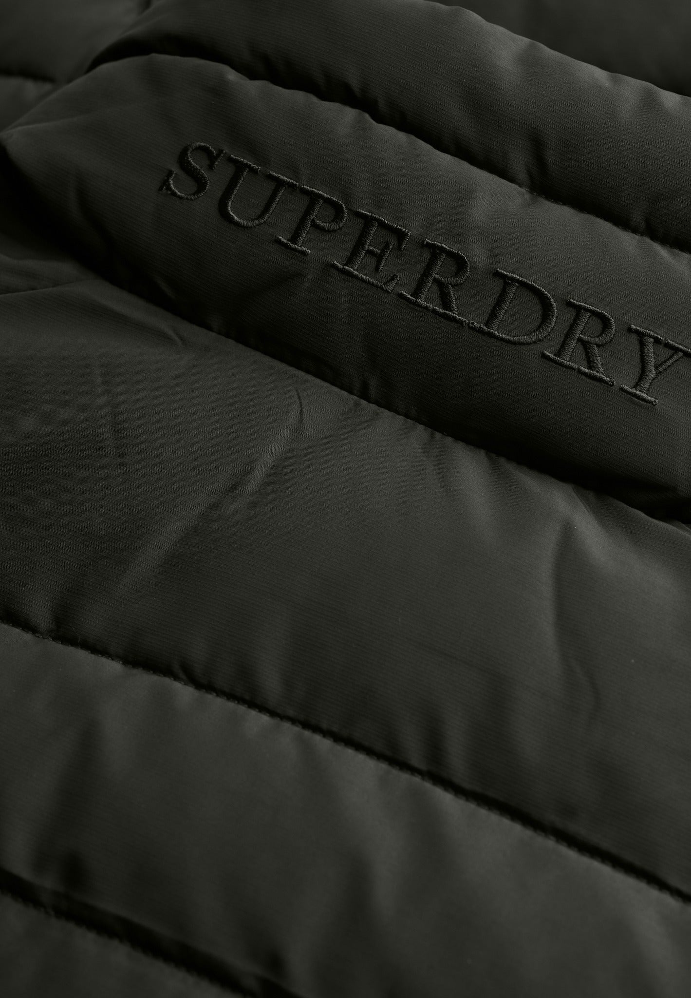 Superdry Fuji Midweight Padded Jacket in Surplus Goods Olive Green embroidered logo detail