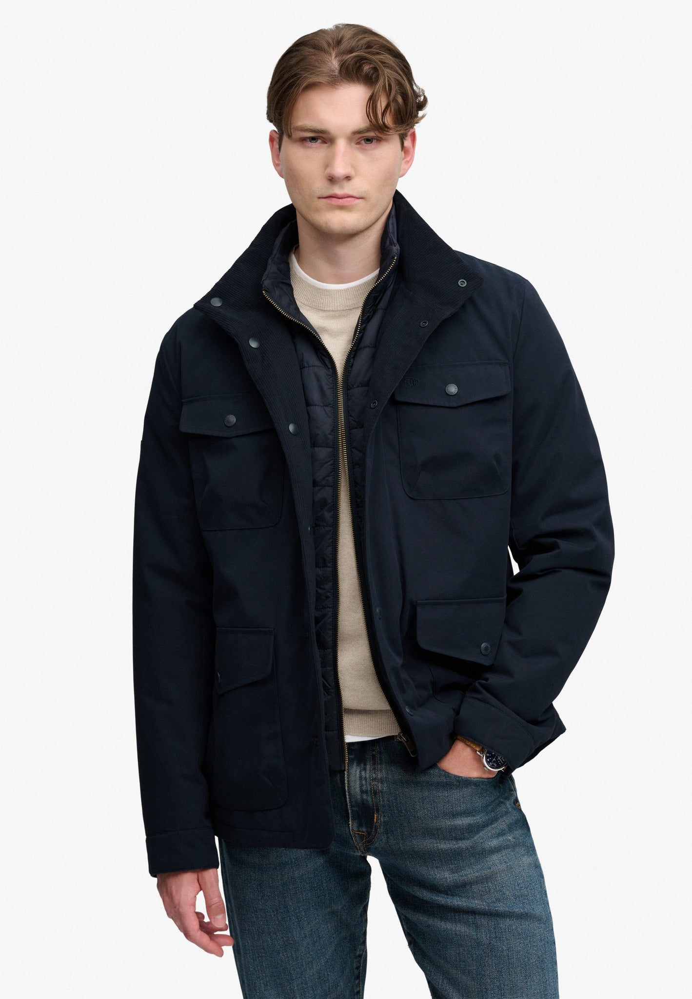 Superdry 2 In 1 Burford Jacket in Eclipse Navy front model view
