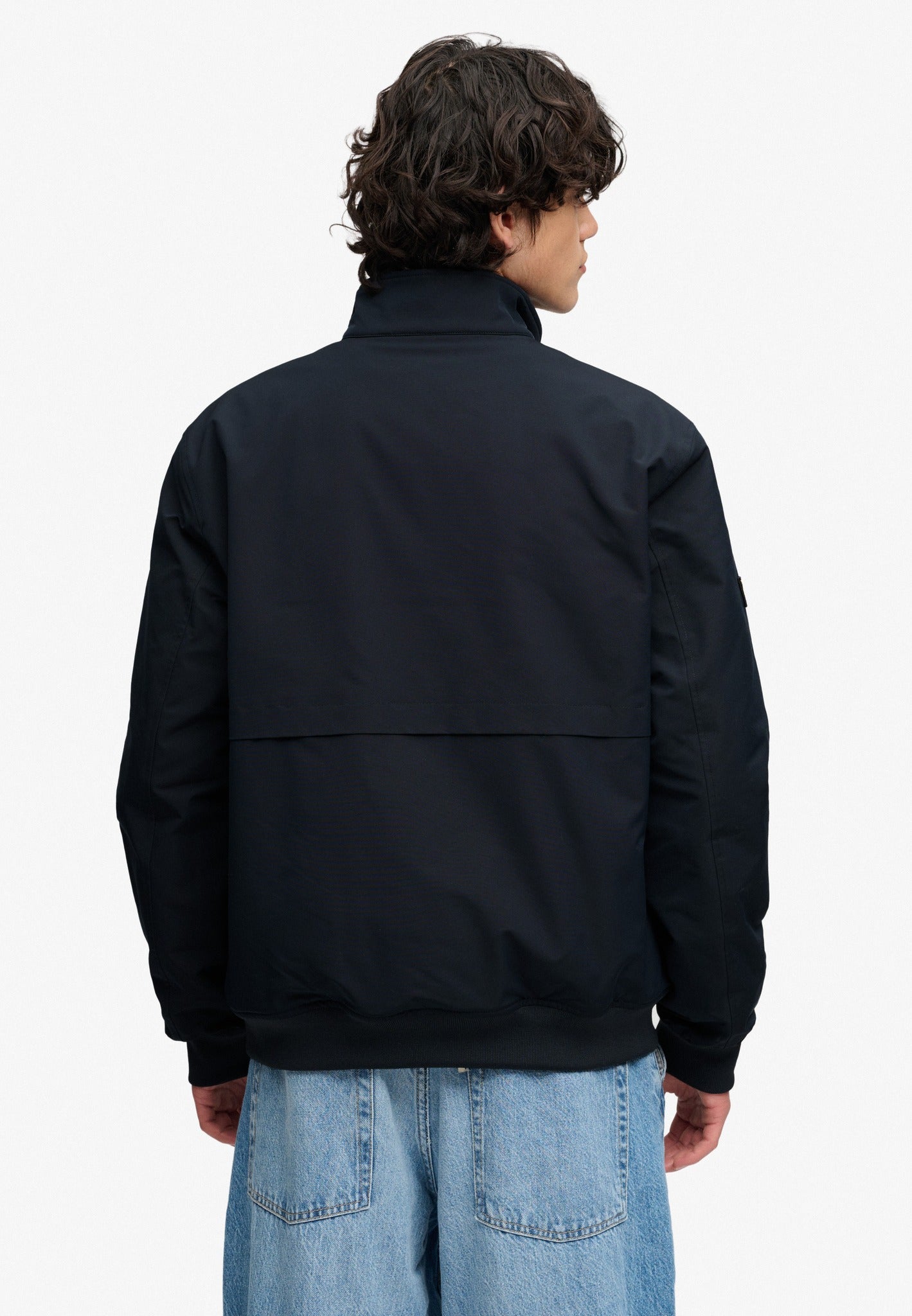 Superdry Campus Padded Harrington Jacket in Eclipse Navy back model view