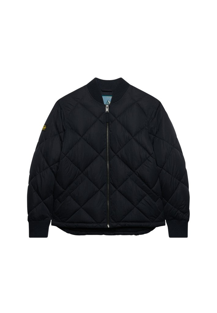 Superdry Diamond Quilt Jacket in Vulcan Navy angled view