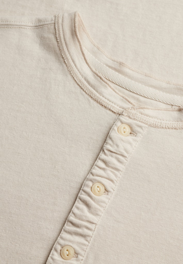 SUPERDRY Classic Cotton Linen Short Sleeve Grandad-Natural Ecru Natural Ecru close up view