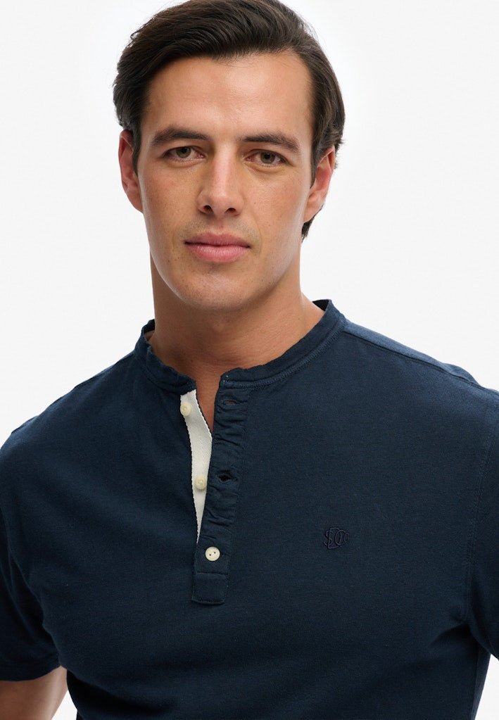 SUPERDRY Classic Cotton Linen Ss Grandad-Nordic Chrome Navy Nordic Chrome Navy detail view