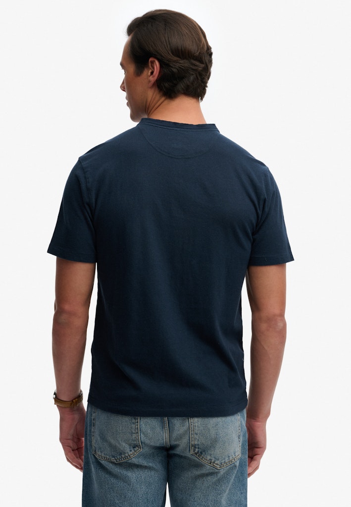 SUPERDRY Classic Cotton Linen Ss Grandad-Nordic Chrome Navy Nordic Chrome Navy side view
