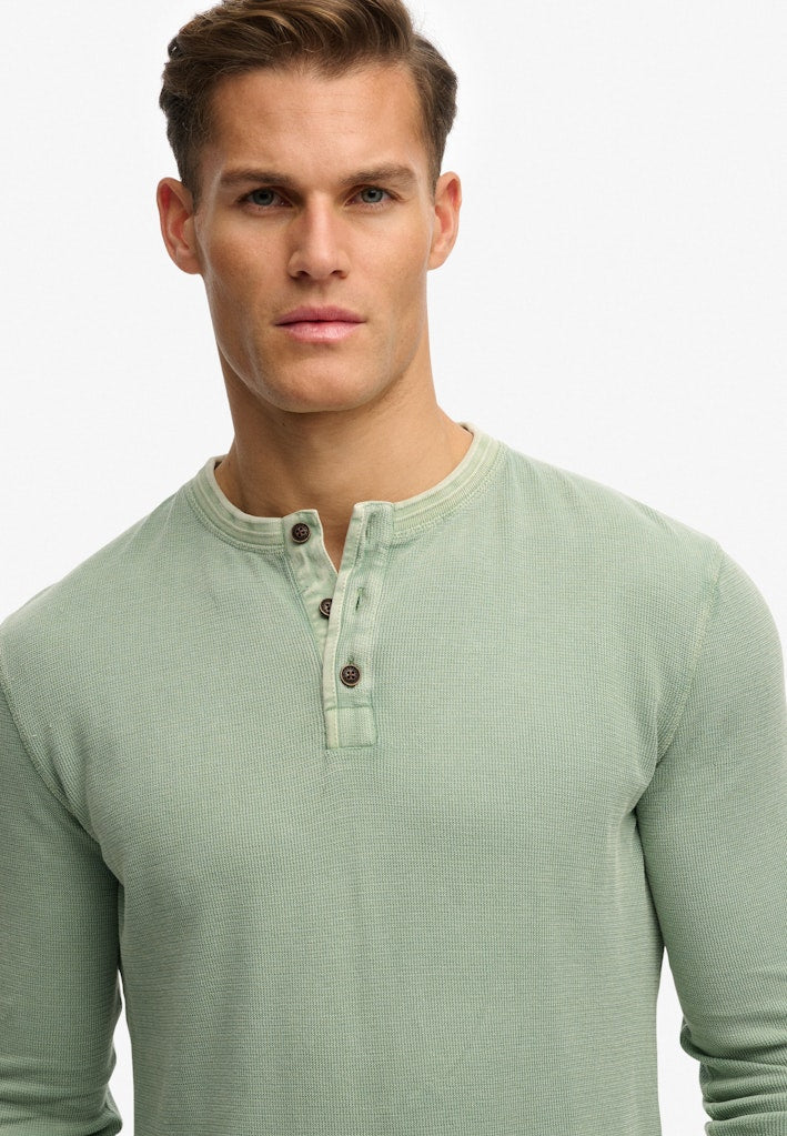 SUPERDRY Lightweight Textured Grandad Top-Lily Pad Green Lily Pad Green detail view