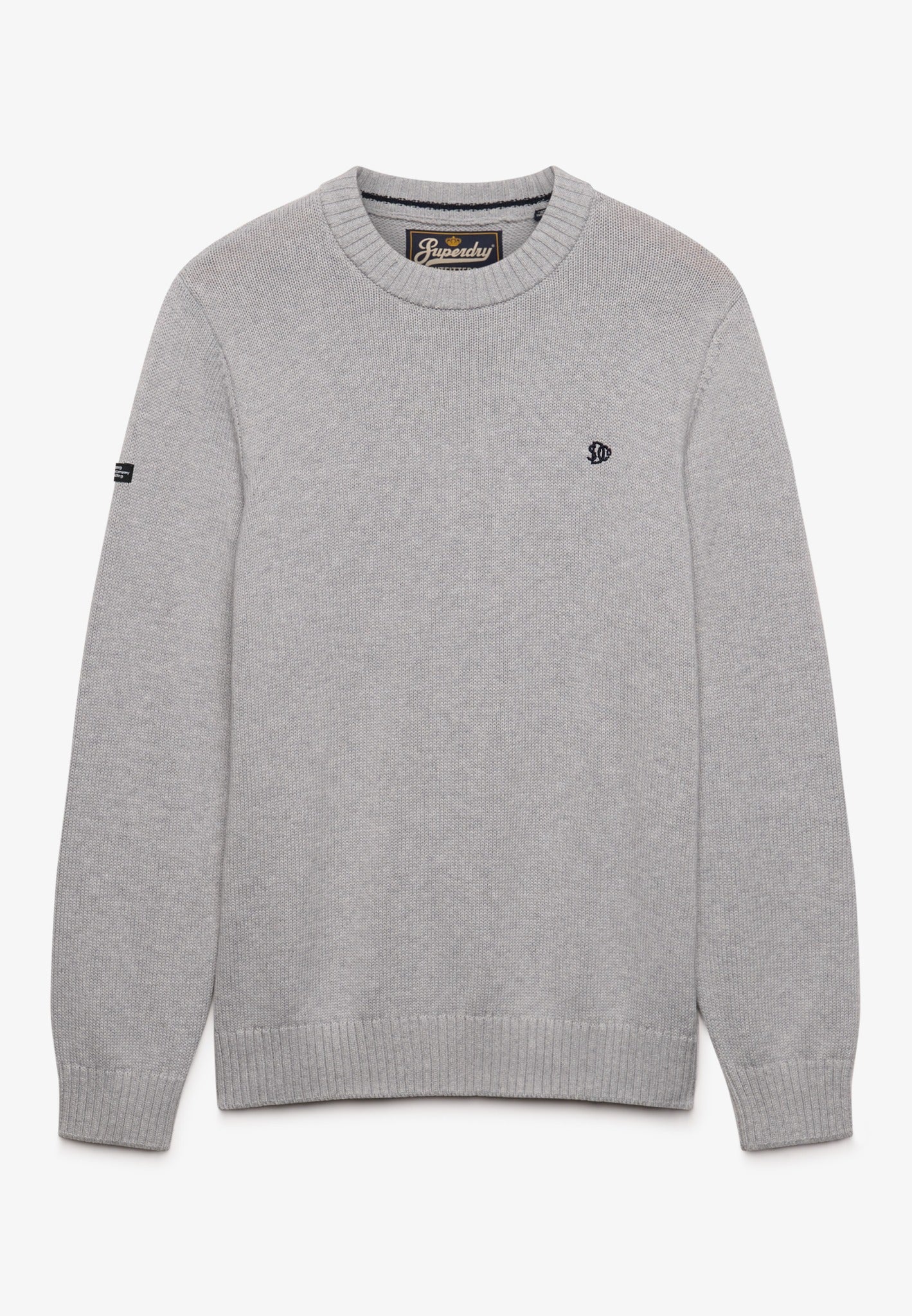 Superdry Preppy Cotton Jumper in Elkstone Grey front view