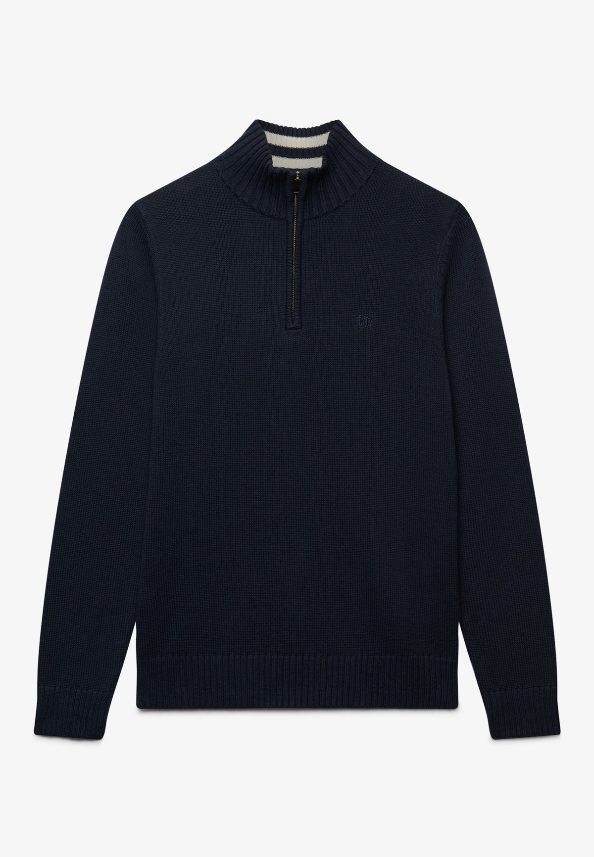 Superdry Cotton Half Zip Knit in Navy front view