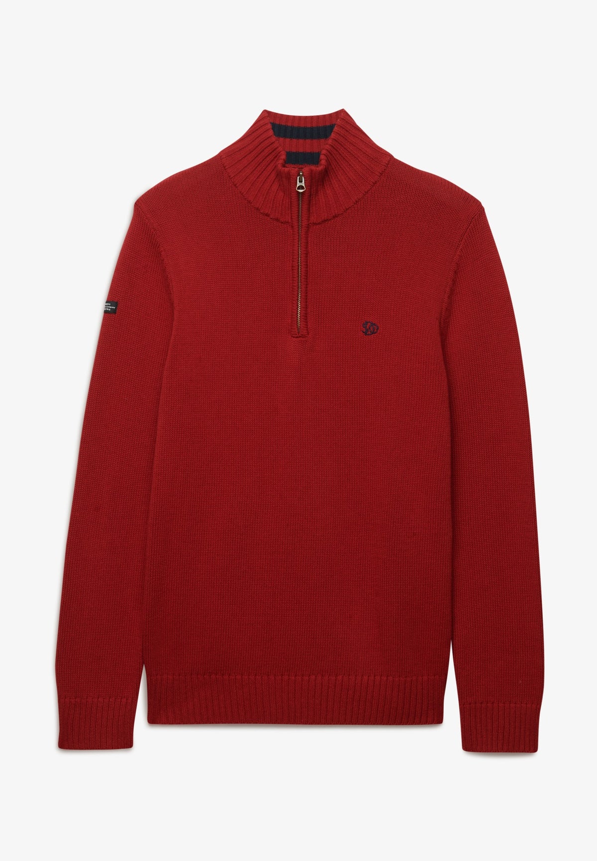 Superdry Cotton Half Zip Knit in Expedition Red front view