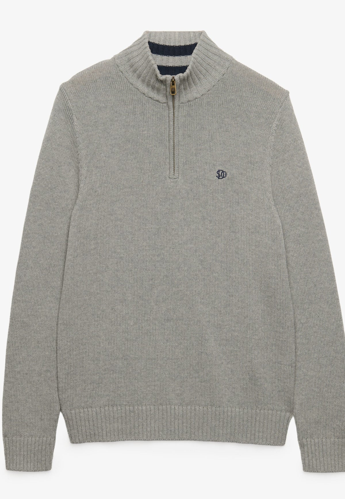 Superdry Cotton Half Zip Knit in Grey Marl side view