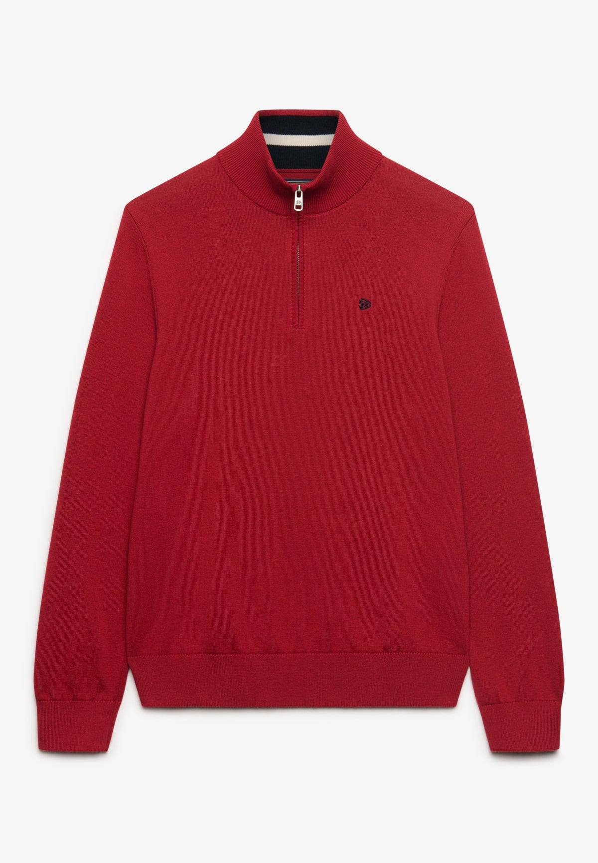 Superdry Prep Essential Cotton Half Zip in Crimson Red Marl front view