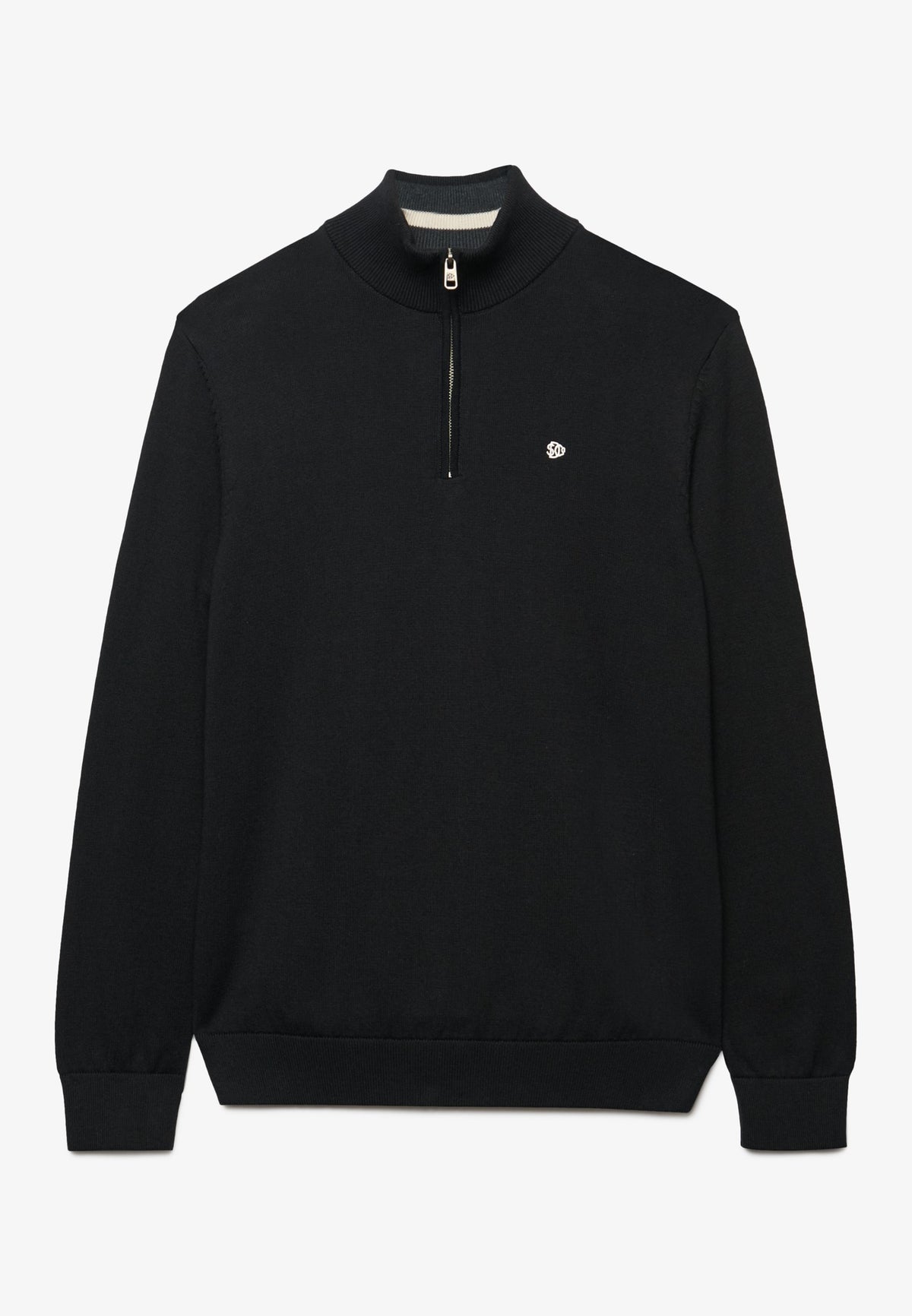 Superdry Preppy Essential Cotton Half Zip in Black flat lay