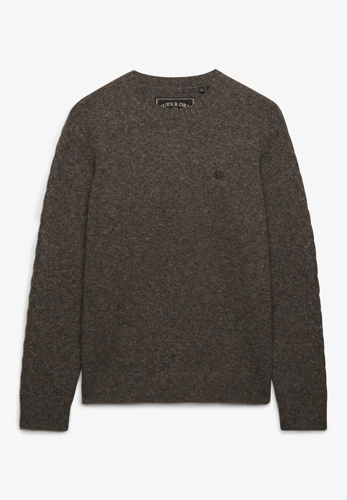 Superdry Brushed Knitted Jumper in Cocoa Brown Fleck angled view