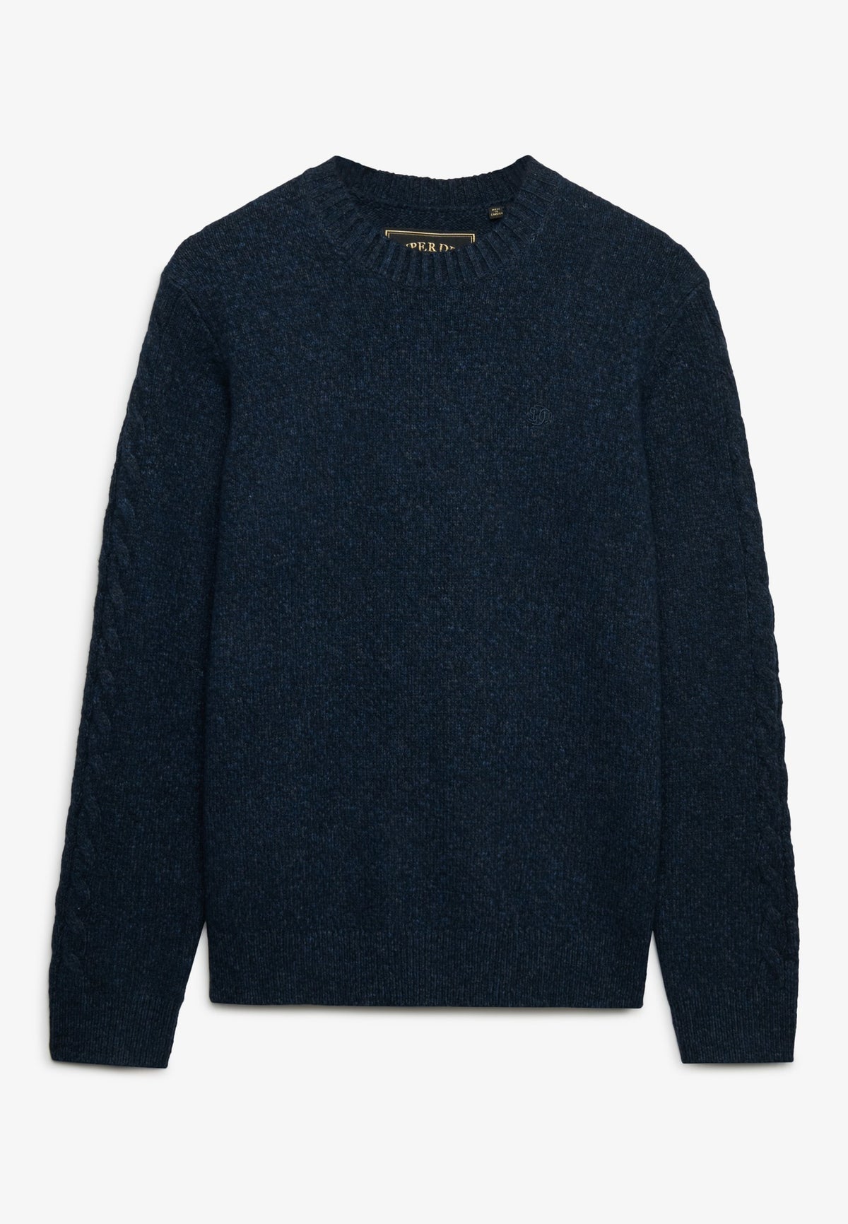 Superdry Brushed Knitted Jumper in Dark Navy Fleck angled view