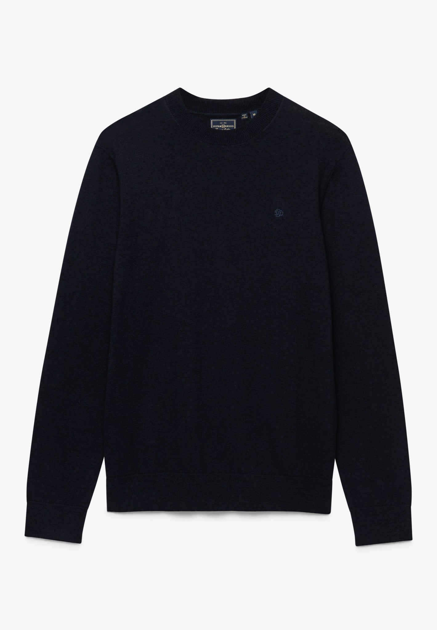 Superdry Essential Lightweight Wool Blend Jumper in Deepest Navy front view