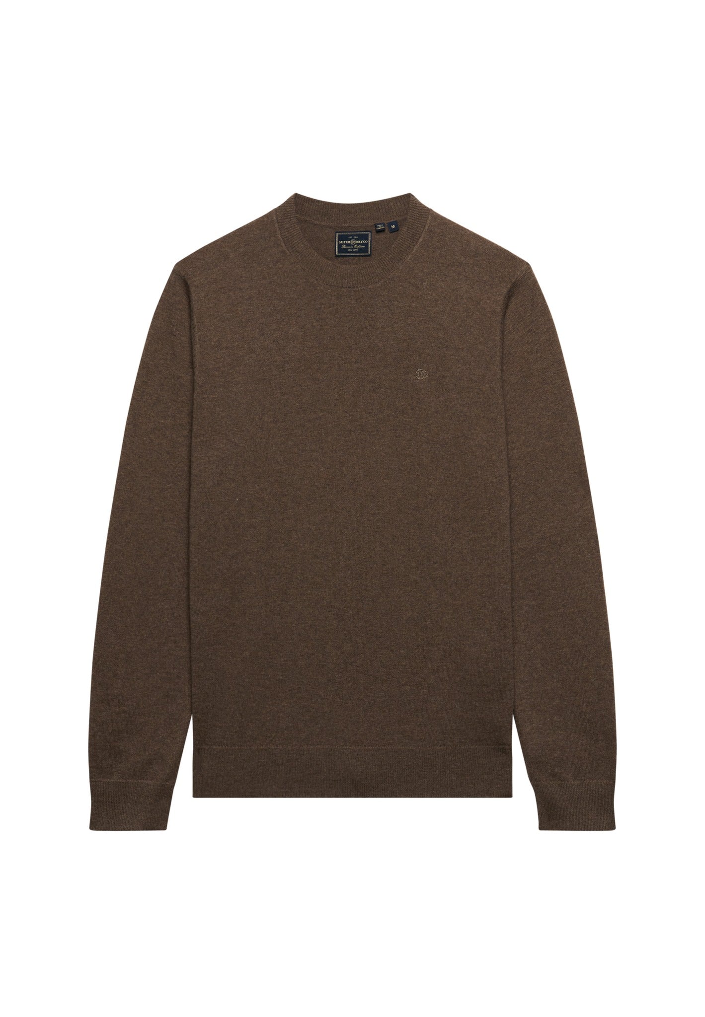 Superdry Essential Lightweight Wool Blend Jumper in Biscuit Brown Marl angled view