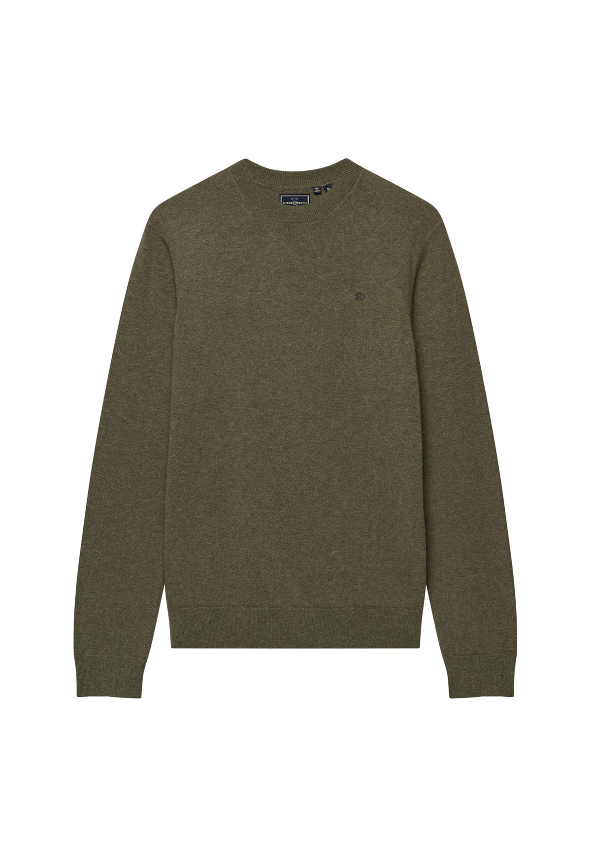 Superdry Essential Lightweight Wool Blend Jumper in Lichen Green Marl angled view