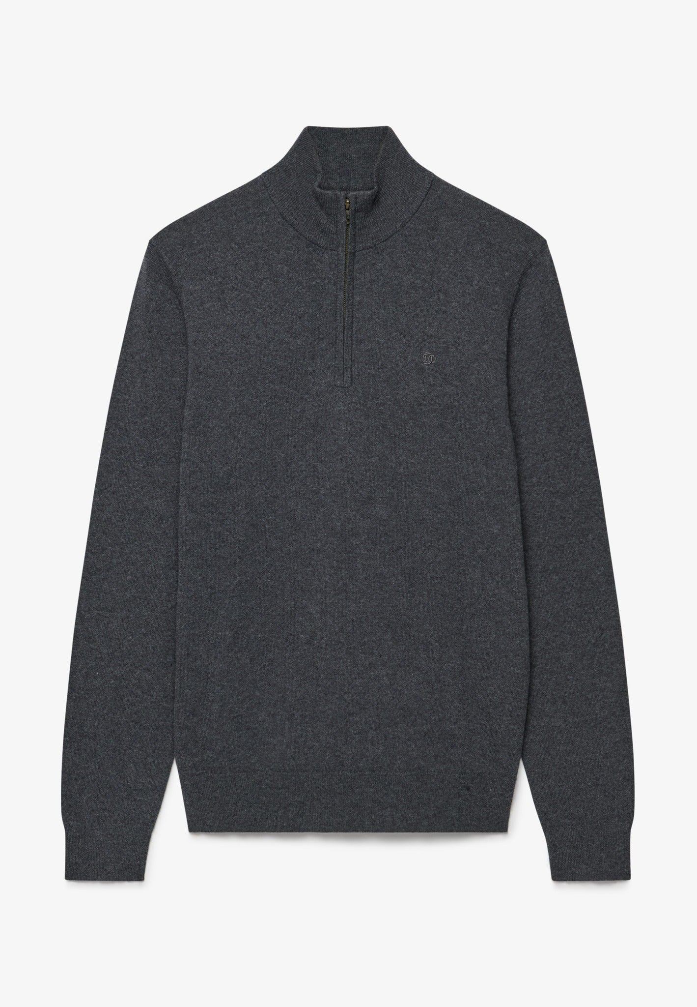 Superdry Essential Lightweight Wool Blend Half Zip Jumper in Iron Grey Marl front view