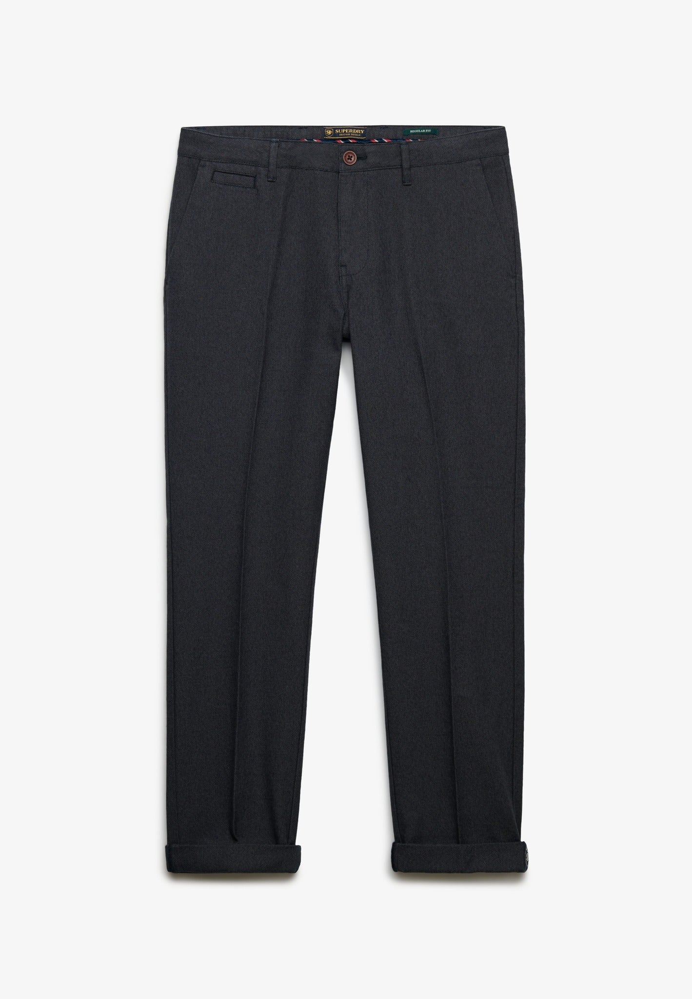 Superdry Premium Textured Regular Chino in Textured Charcoal front view