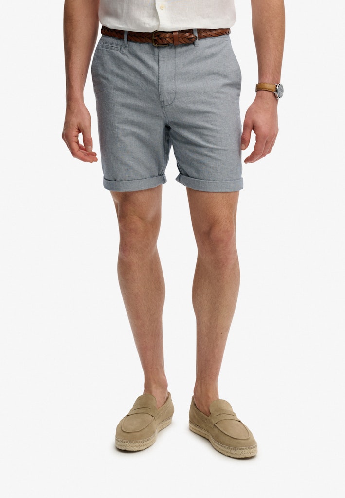 SUPERDRY Premium Textured Chino Short-Blue Houndstooth Blue Houndstooth model front view