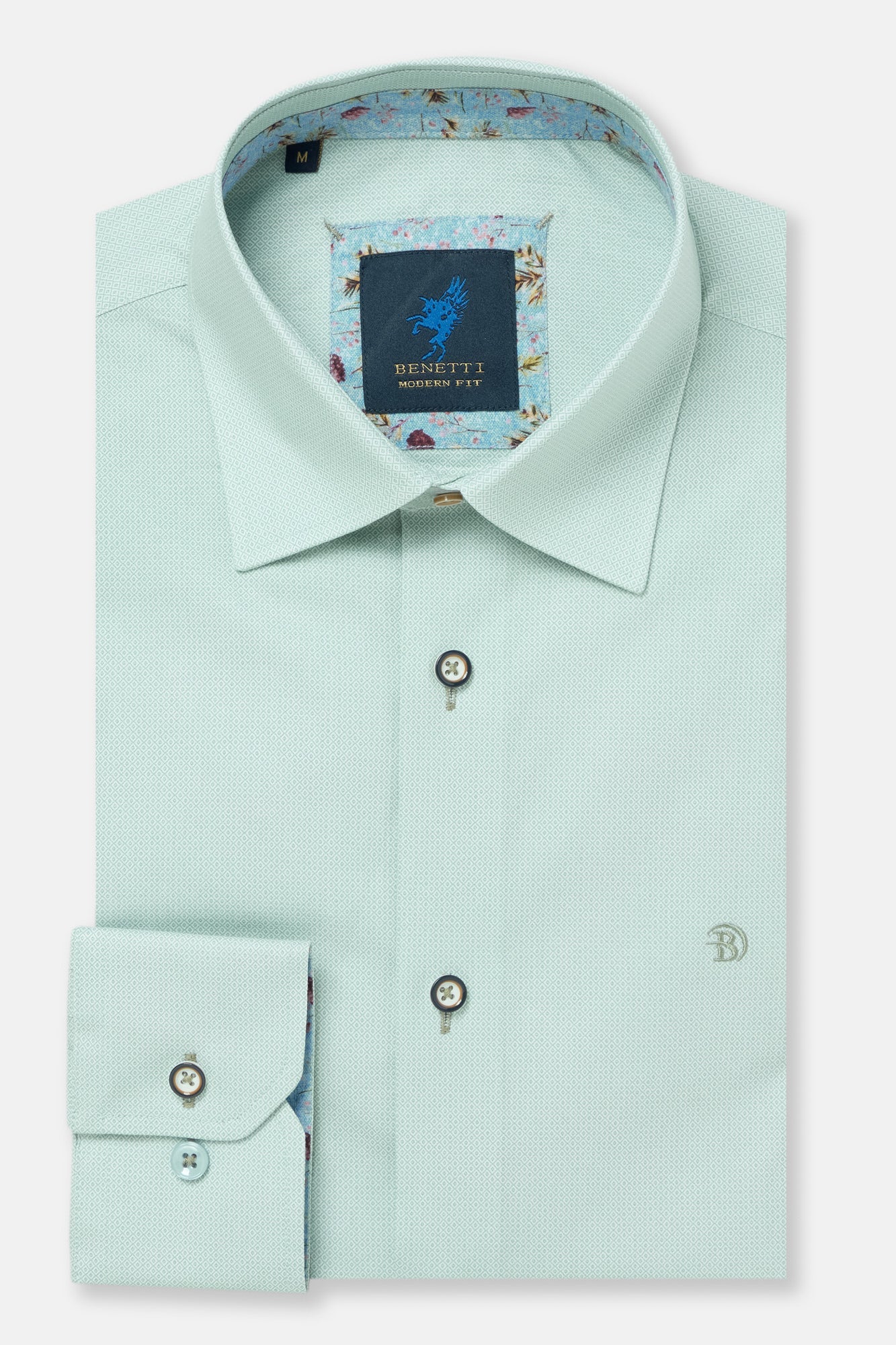 BENETTI Arlo Mint Long Sleeve Shirt MINT front view