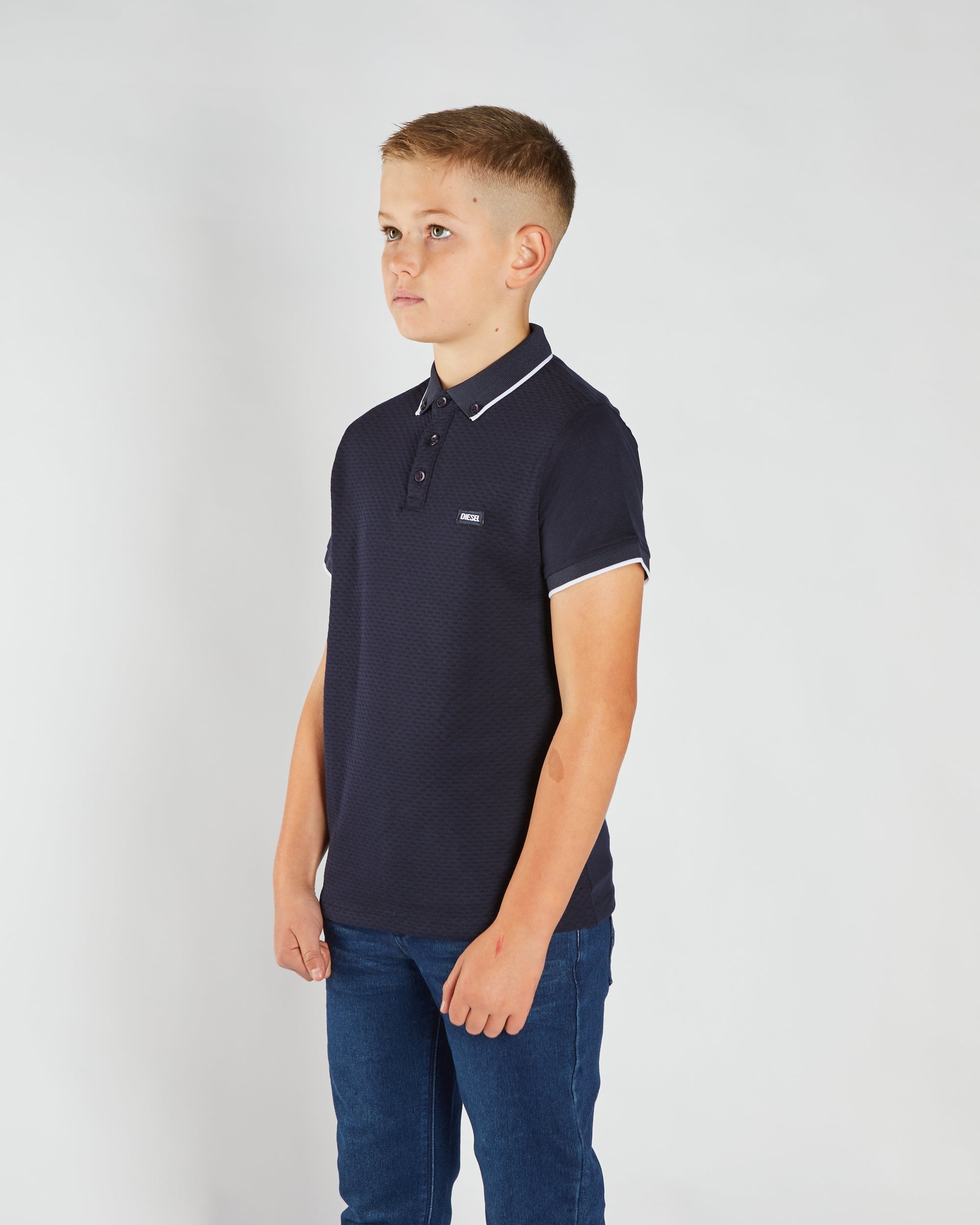 DIESEL KIDS Milo Navy Polo Navy model front view