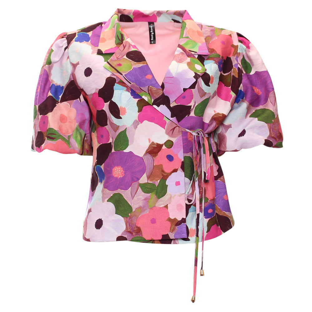 RANT & RAVE LADIES Morgan Pink Wrap Top Pink back view