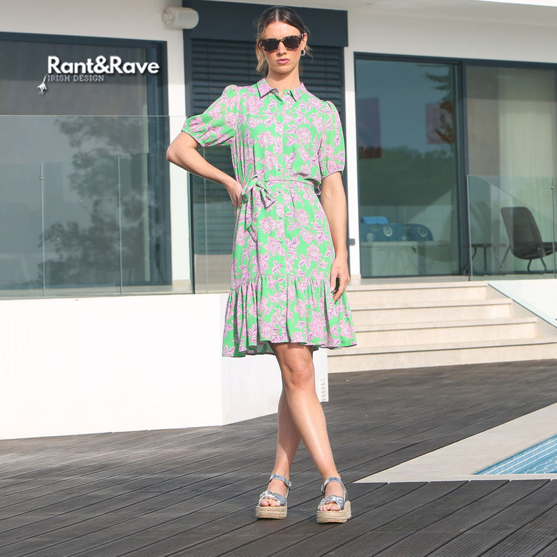 RANT & RAVE LADIES Monica Green Mini Dress Green model front view