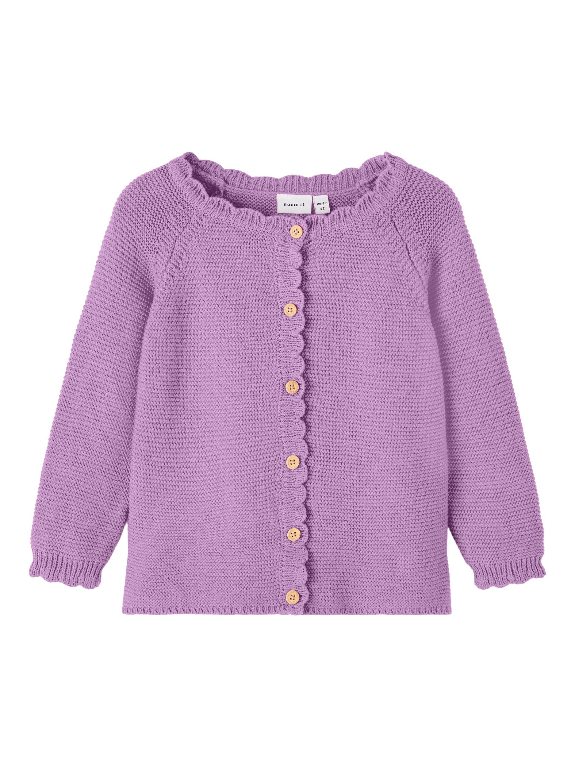 Girl's Kisille Long Sleeve Knit Card - Violet Tulle-Front View