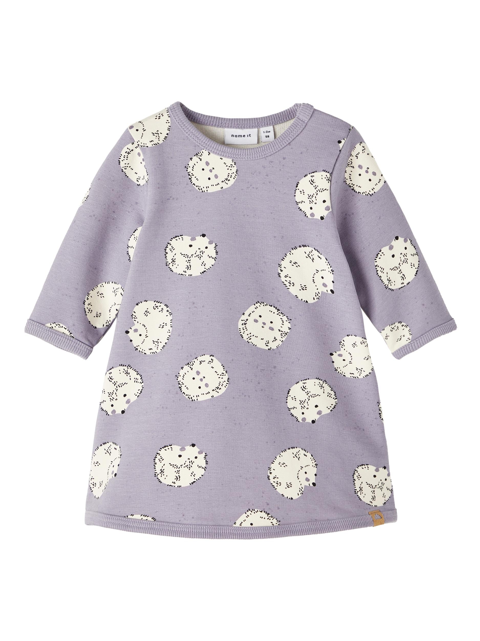 Girl's Kianne Long Sleeve Sweat Dress - Lavender Gray-Front View