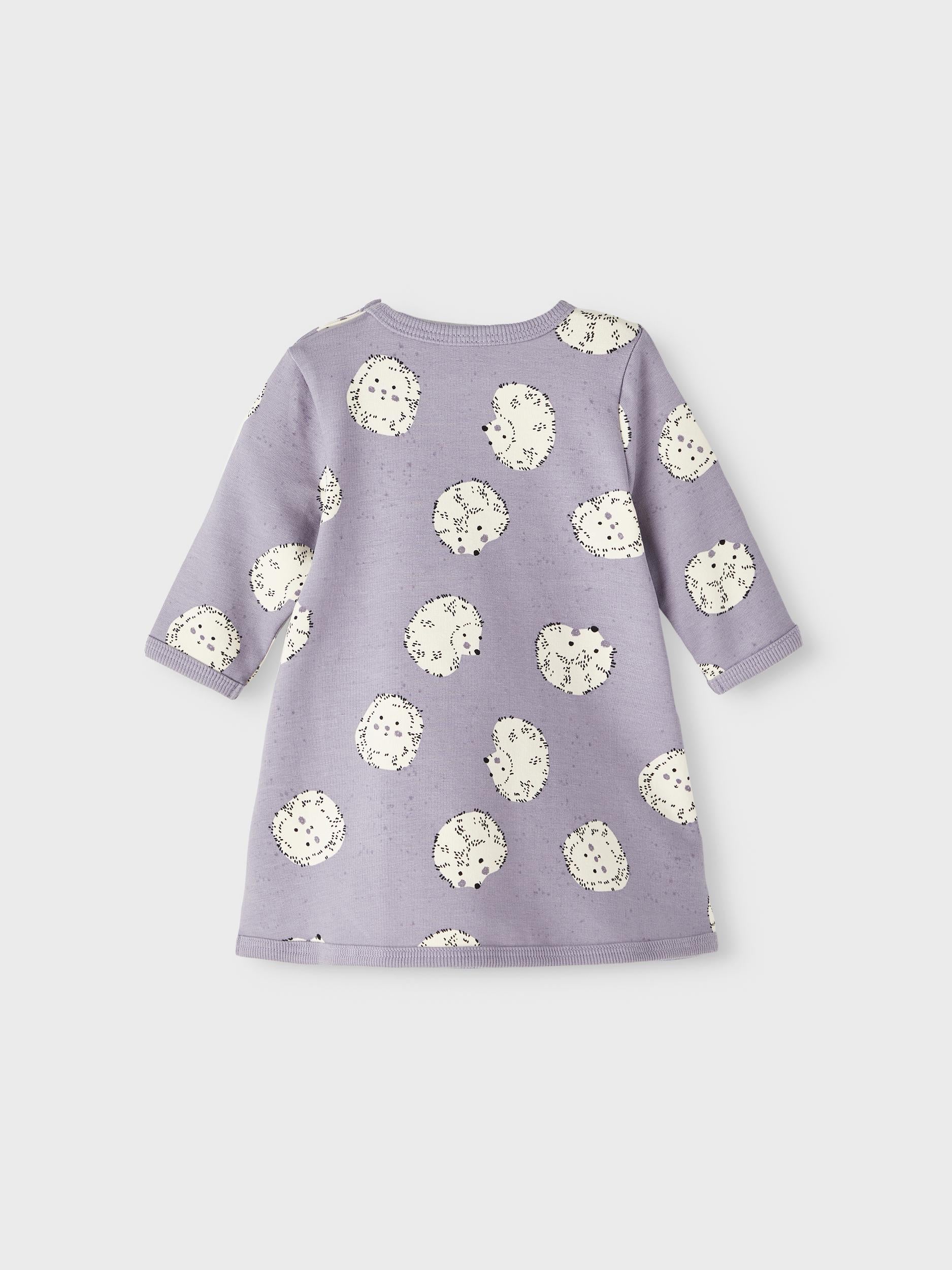 Girl's Kianne Long Sleeve Sweat Dress - Lavender Gray-Back View