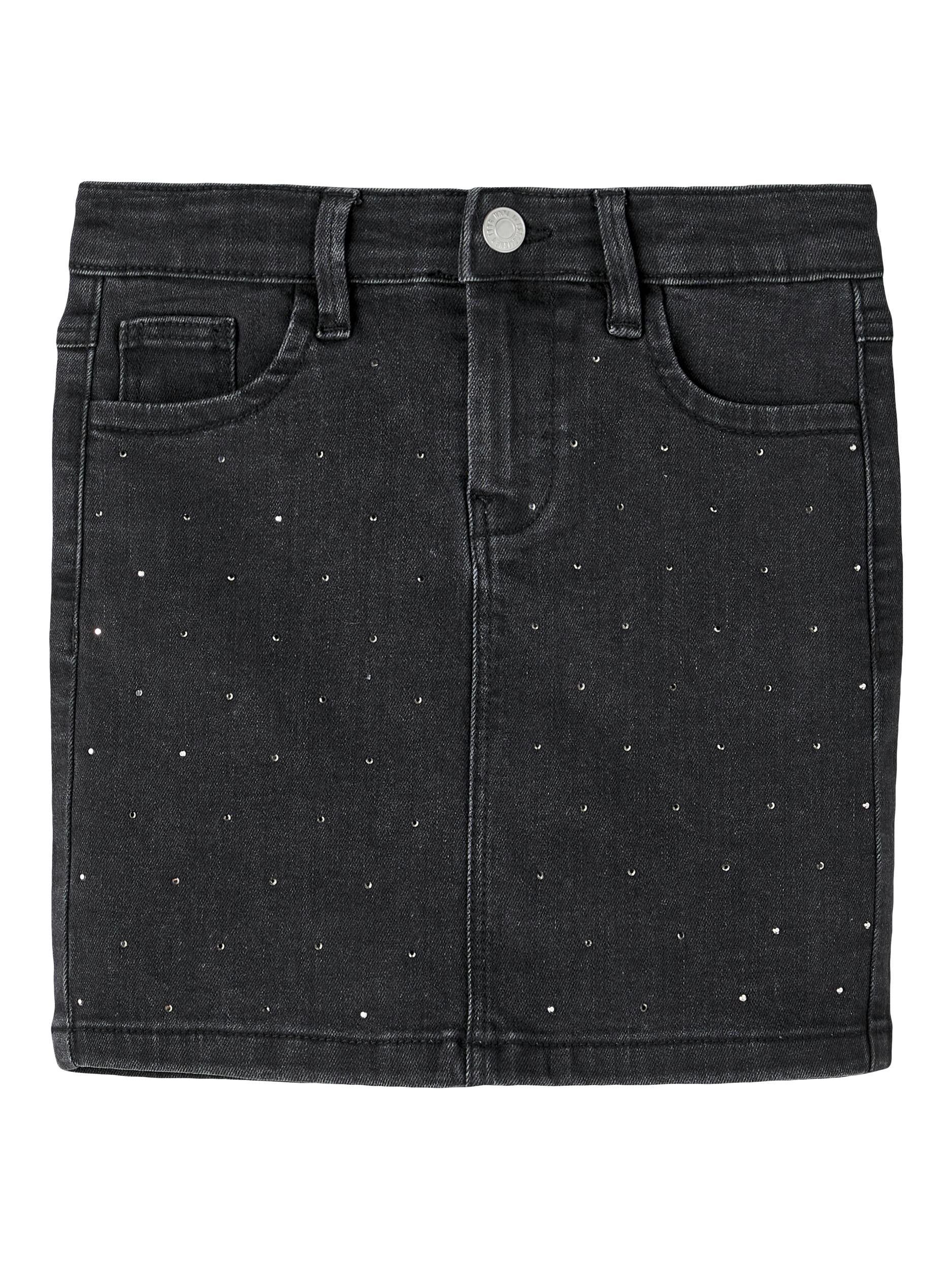 Girl's Sia Slim Denim Skirt 6138-Black Denim-Front View