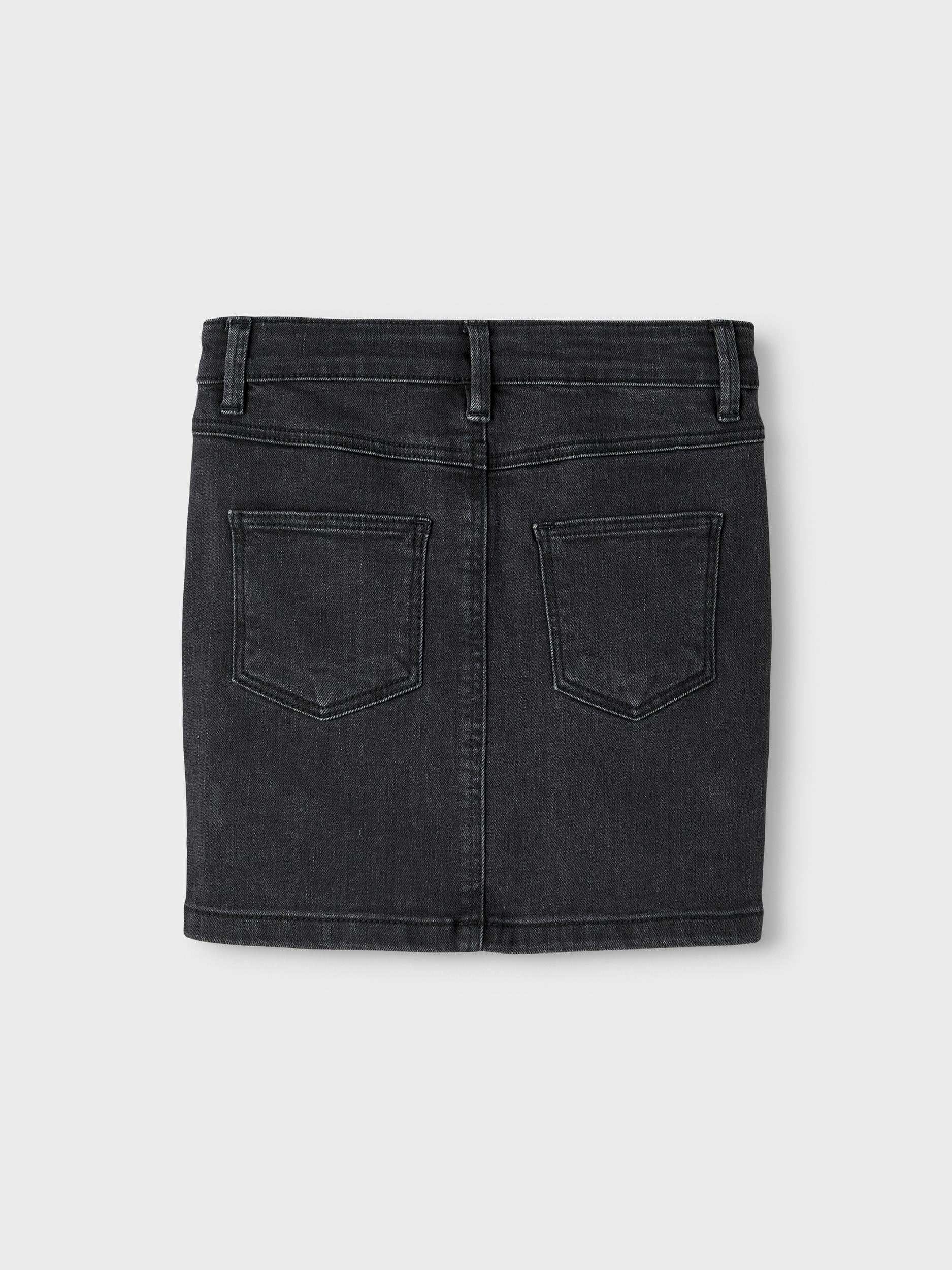 Girl's Sia Slim Denim Skirt 6138-Black Denim-Back View