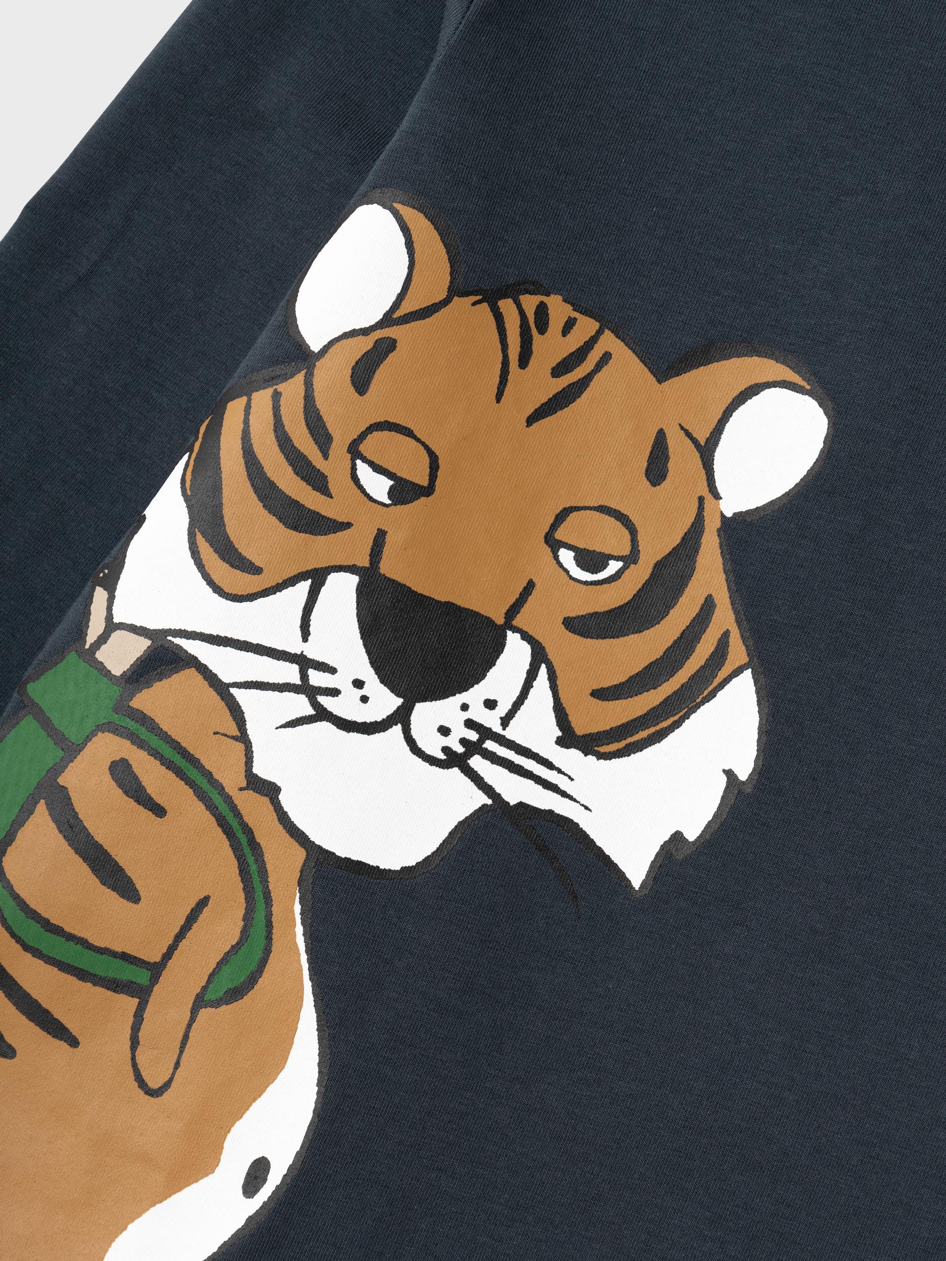 Boy's Stiger Long Sleeve Top-India Ink-Close Up View