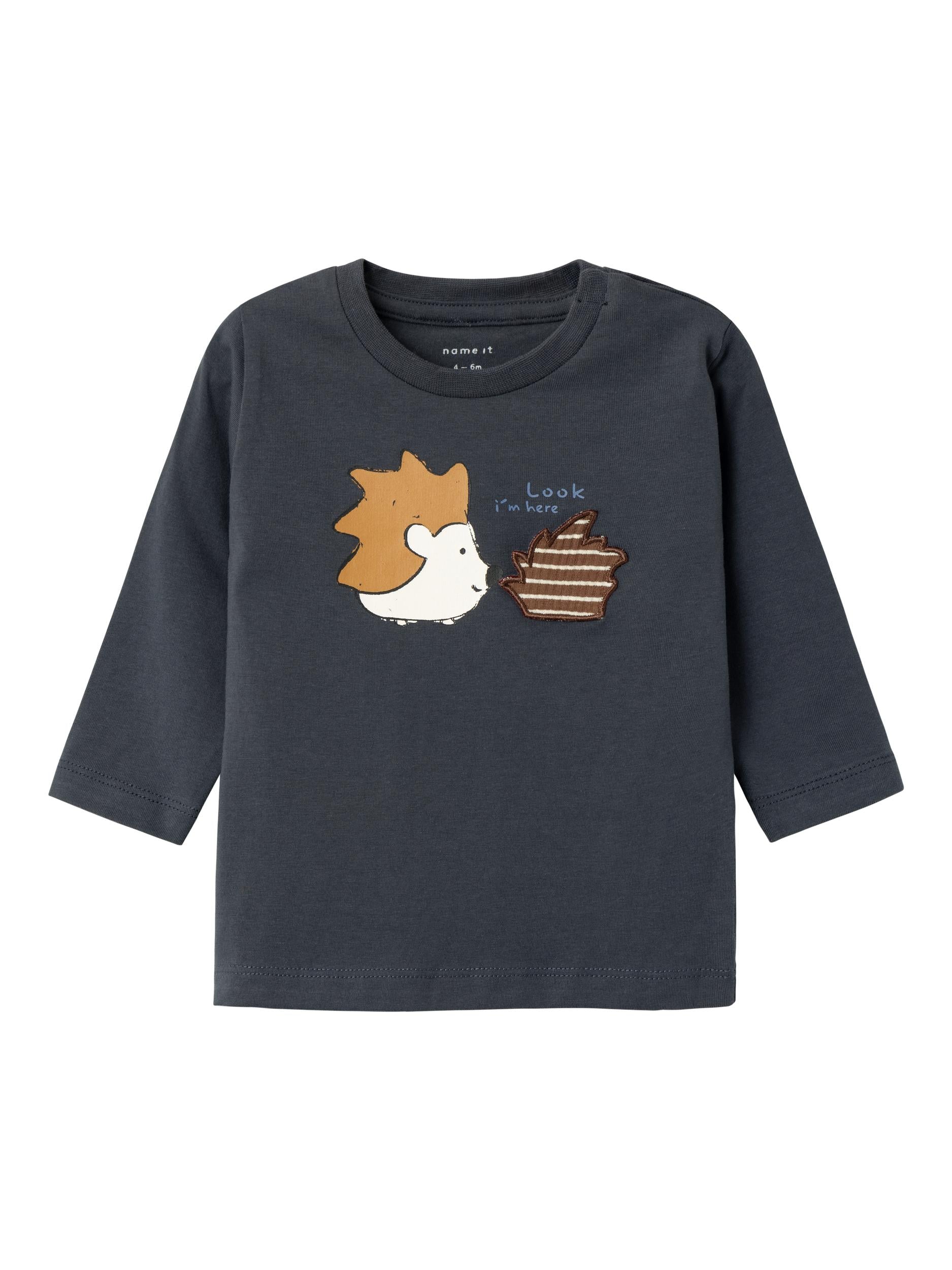 NAME IT Racion Long Sleeve Top-India Ink India Ink front view