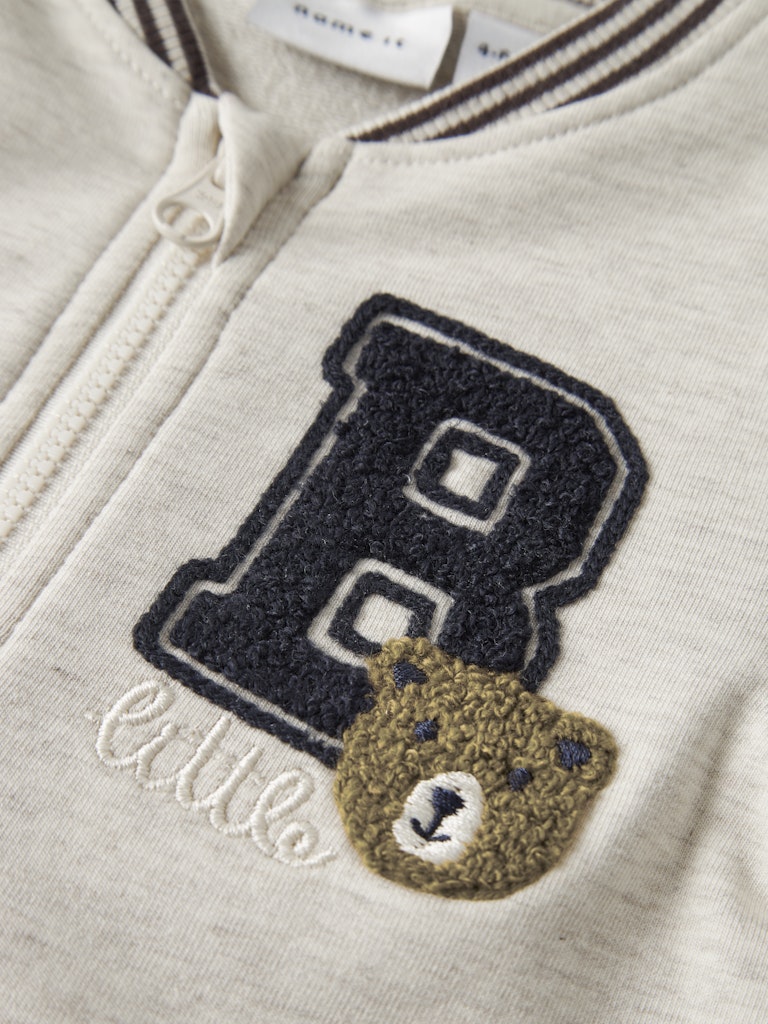 Newborn Boy's Kiddy Long Sleeve Sweat Suit-Peyote Melange-Close Up View
