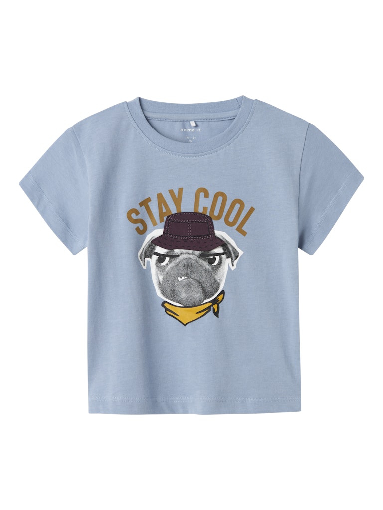 NAME IT Kai Short Sleeve Top Dusty Blue front view