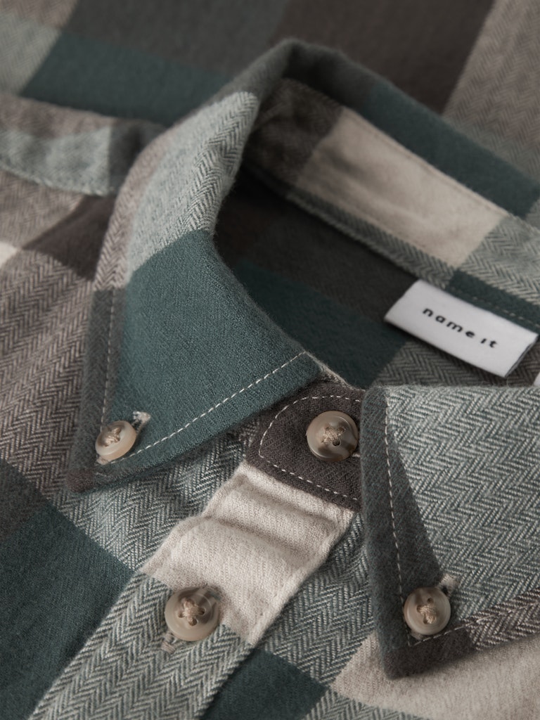 Larry Long Sleeve Turkish Coffee Overshirt-Collar view