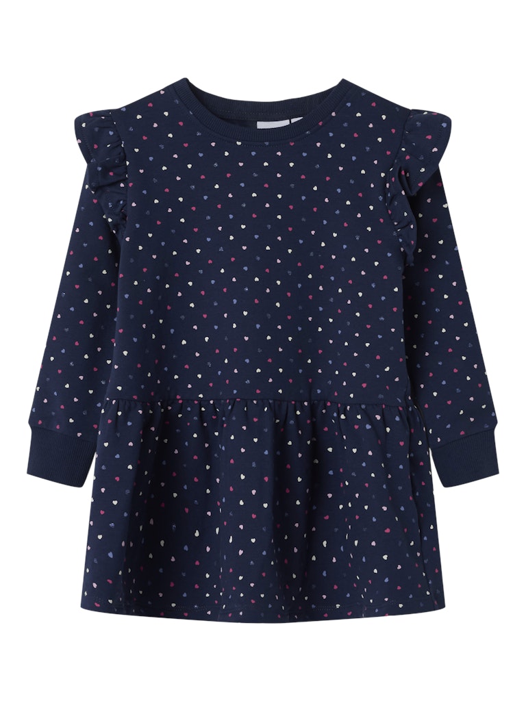 Oeana Long Sleeve Sweat Dress Navy-Front View